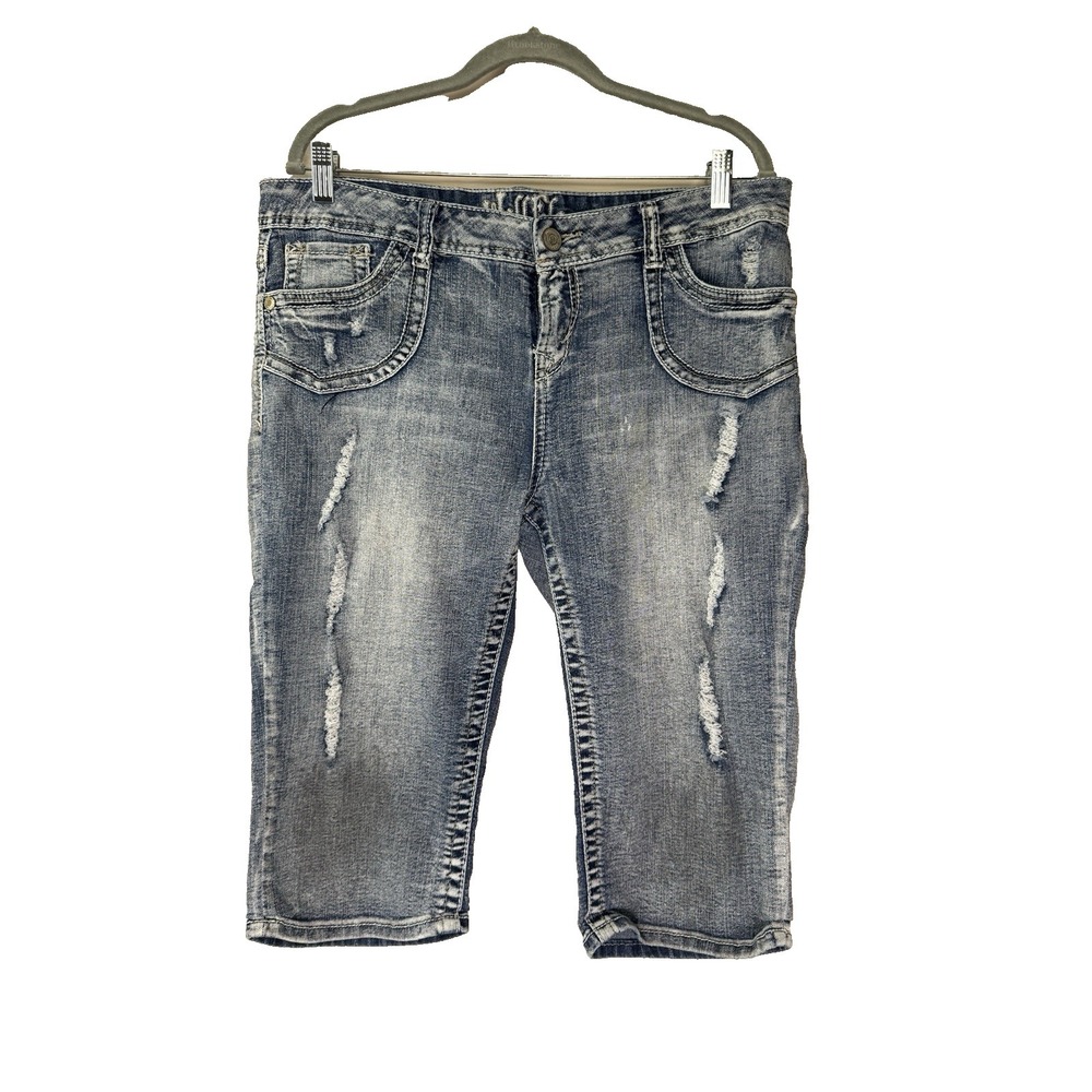 VTG 90s Y2K Acid Wash Denim Jean Shorts Wallflower 17 Jorts Indie Grunge Retro